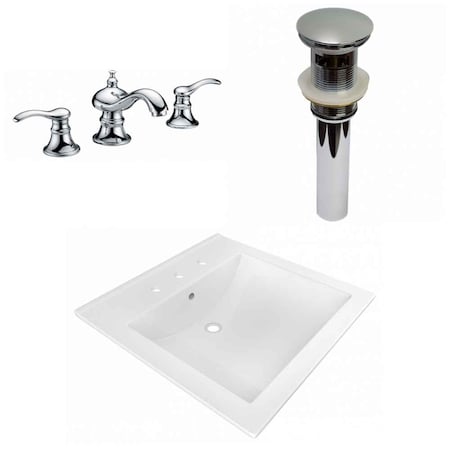 American Imaginations 21.5" W 3H8" Ceramic Top Set In White Color, Overflow Drain Incl. AI-30033